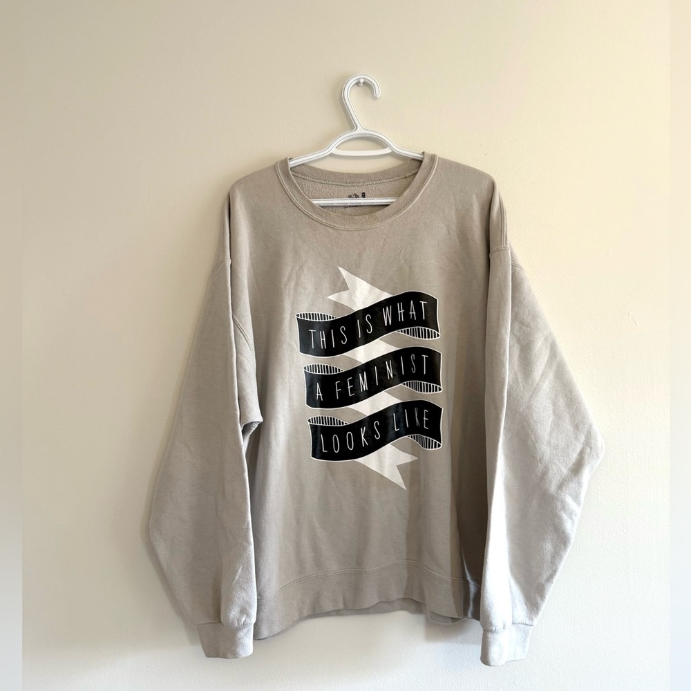 Vintage Gray 'This Is What A Feminist Looks Like' Crewneck Sweater - Size XL